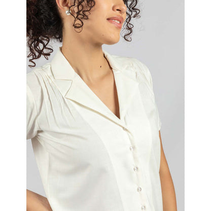 Torsha Off White Cuban White Shirt for Women