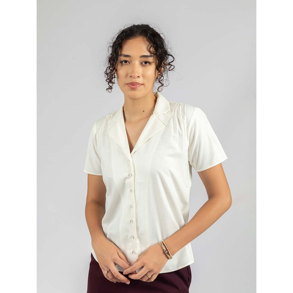 Torsha Off White Cuban White Shirt for Women