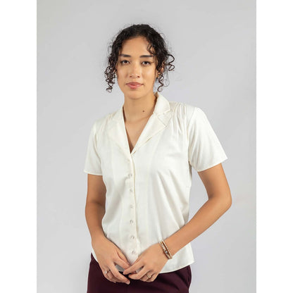 Torsha Off White Cuban White Shirt for Women