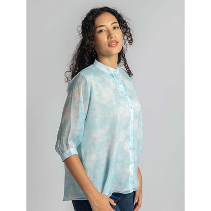 Torsha Blue Sheer Shirt with Inner