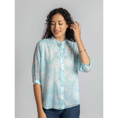 Torsha Blue Sheer Shirt with Inner