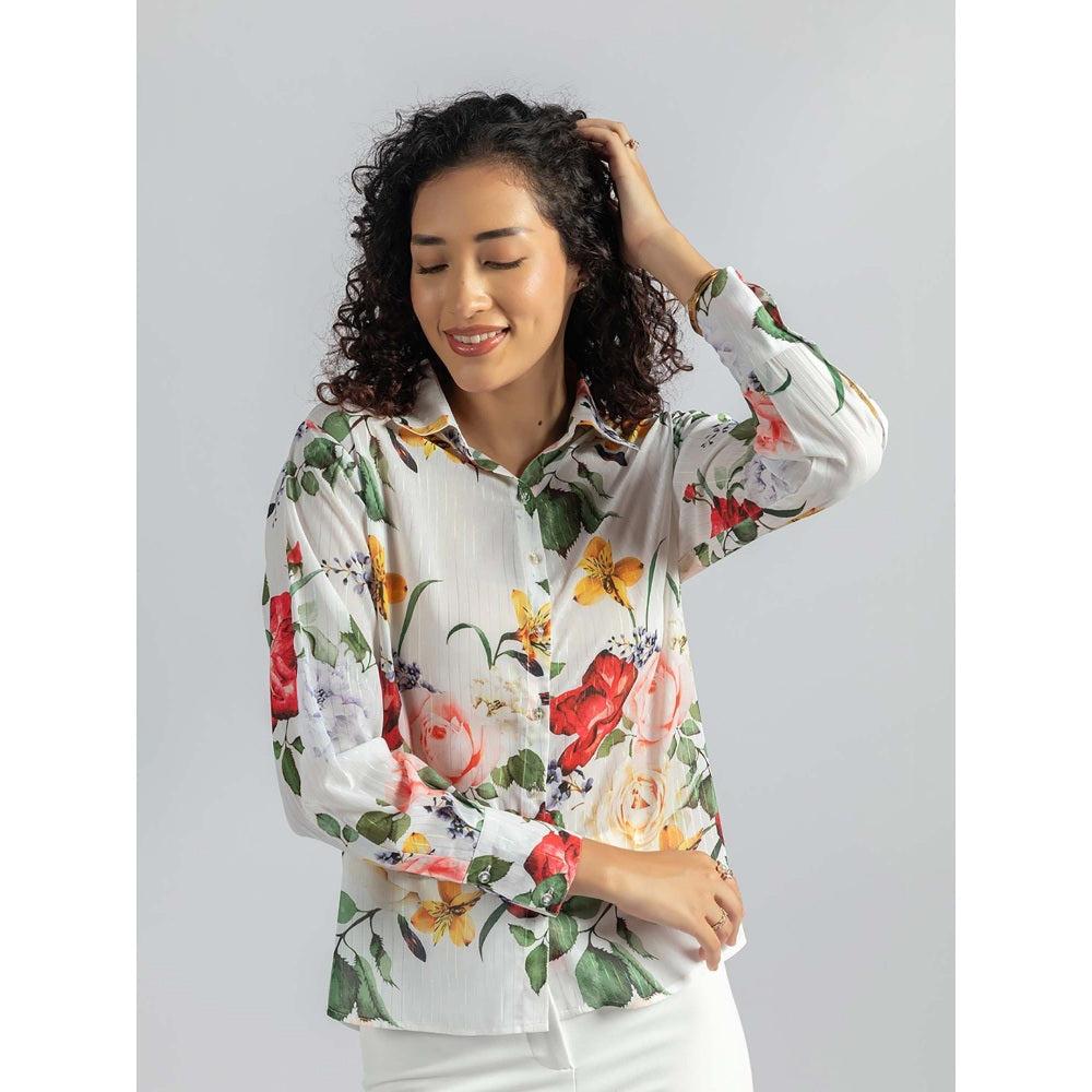 Torsha White Floral Breeze Shirt