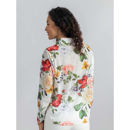 Torsha White Floral Breeze Shirt