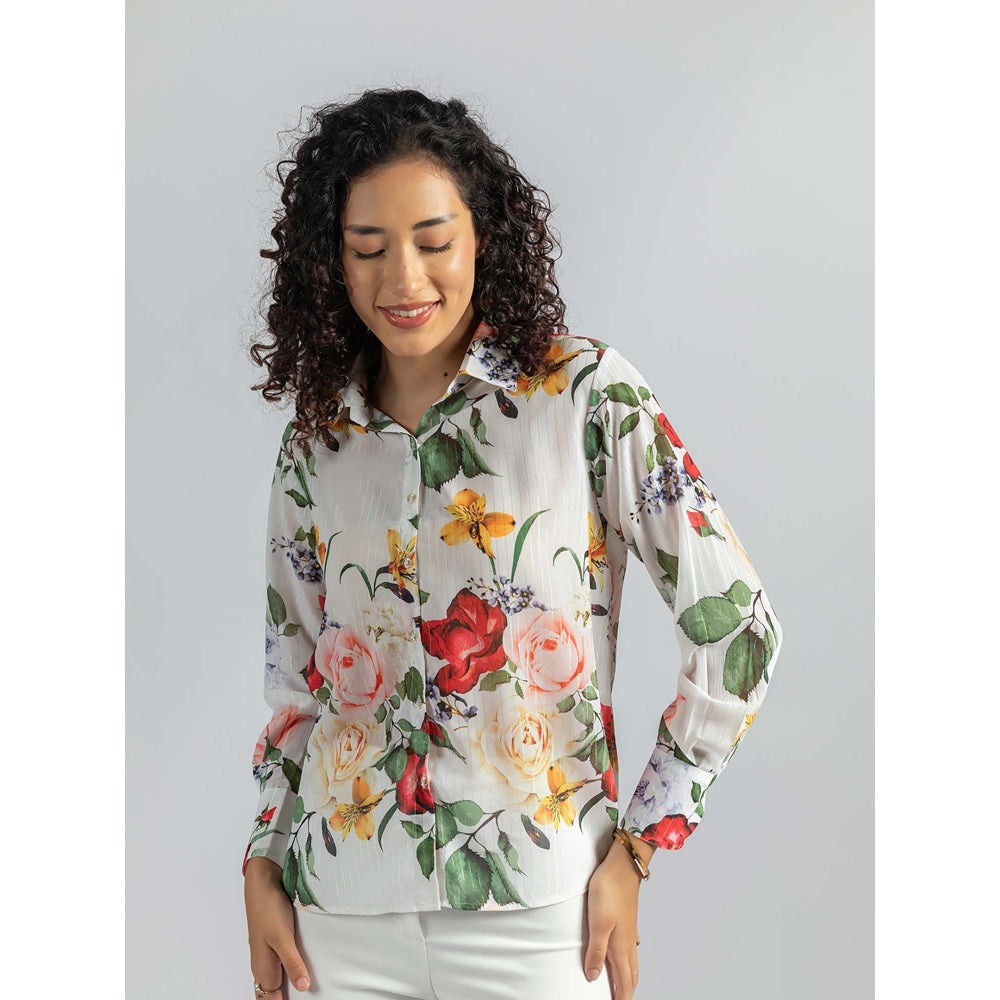 Torsha White Floral Breeze Shirt