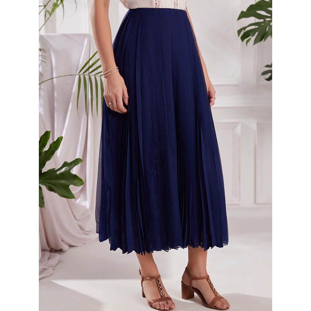 Torsha Navy Blue Nirvana Midi Skirt