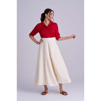 Torsha White Pearl Line Skirt