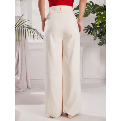 Torsha White High Waist Loose Pant
