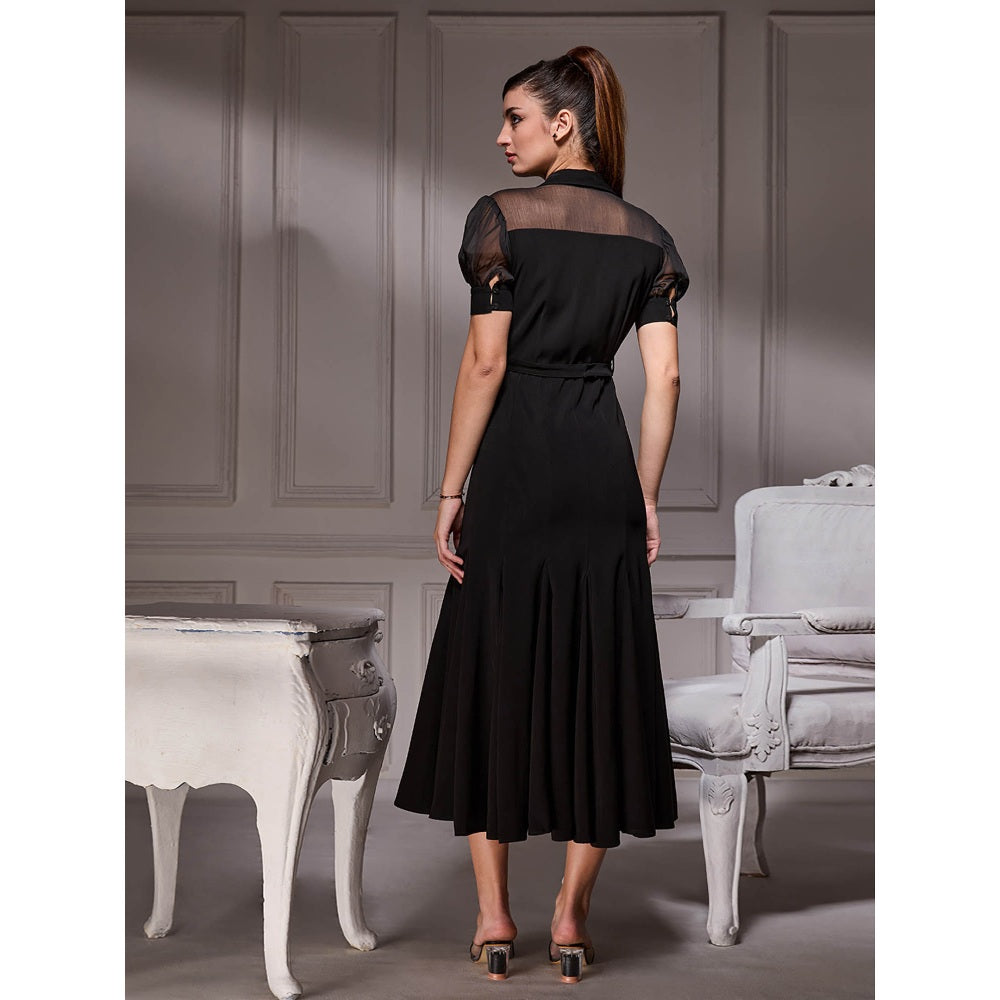 Torsha Black Gore Luxe Midi with Belt