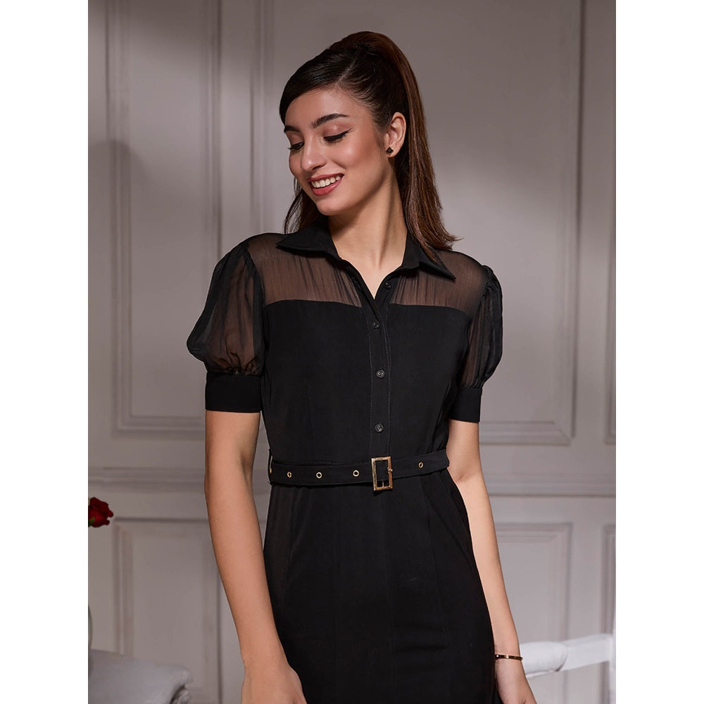 Torsha Black Gore Luxe Midi with Belt