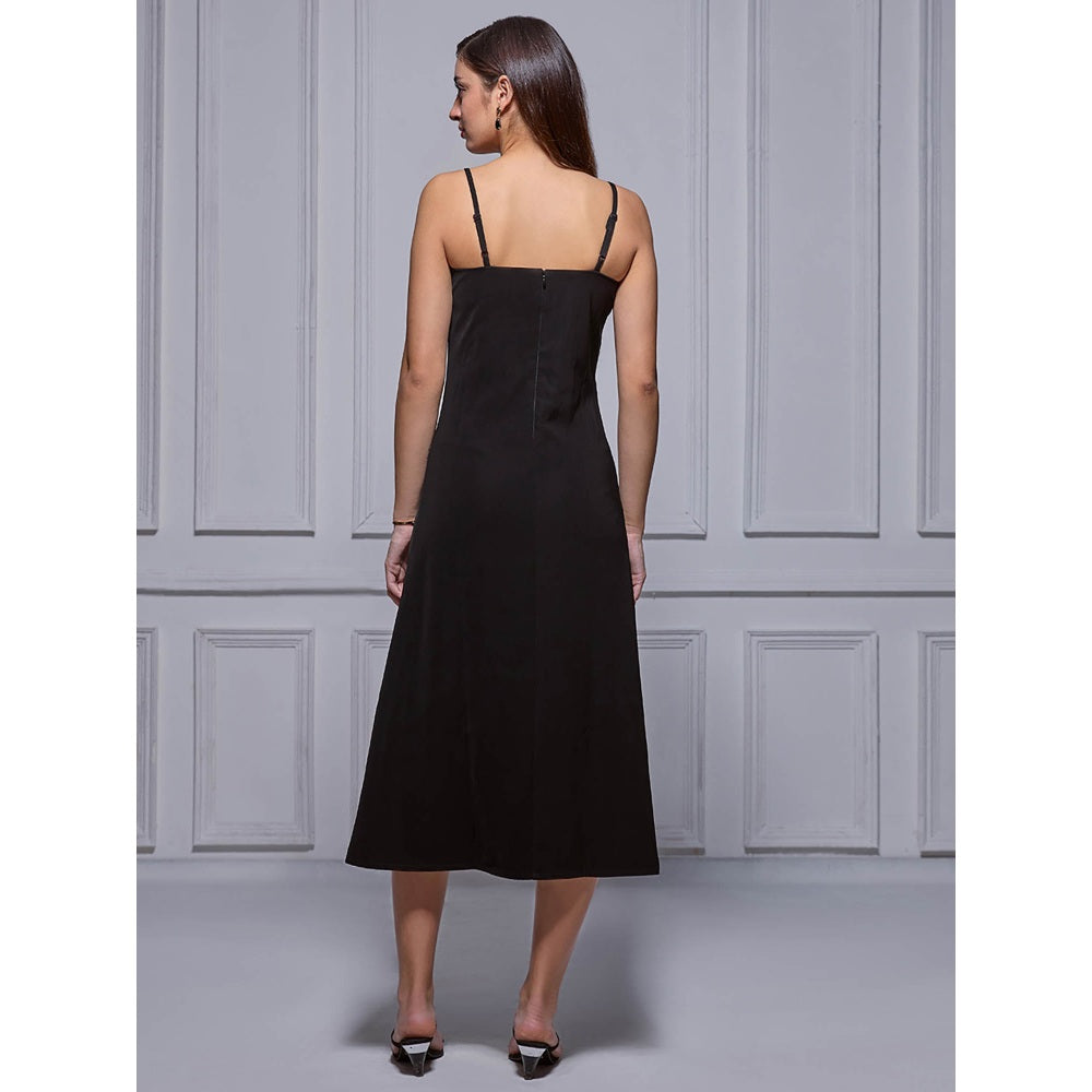 Torsha Black Grace Midi Dress with Stole for Women