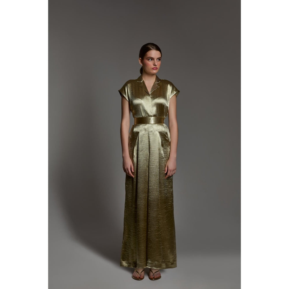 Torsha Gold Satin Co-Ord Set