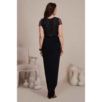 Torsha Womens Black Embellished Wrap Dress