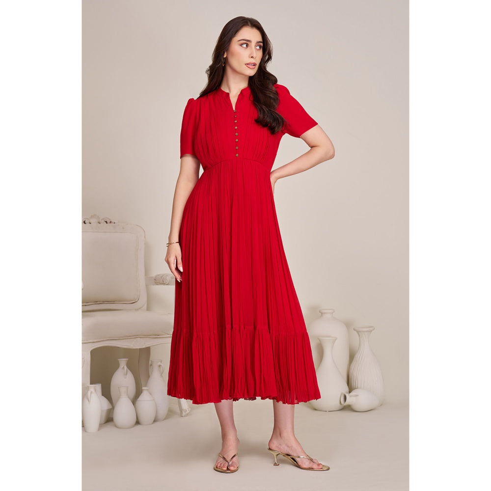 Torsha Womens Red Solid Party Dress