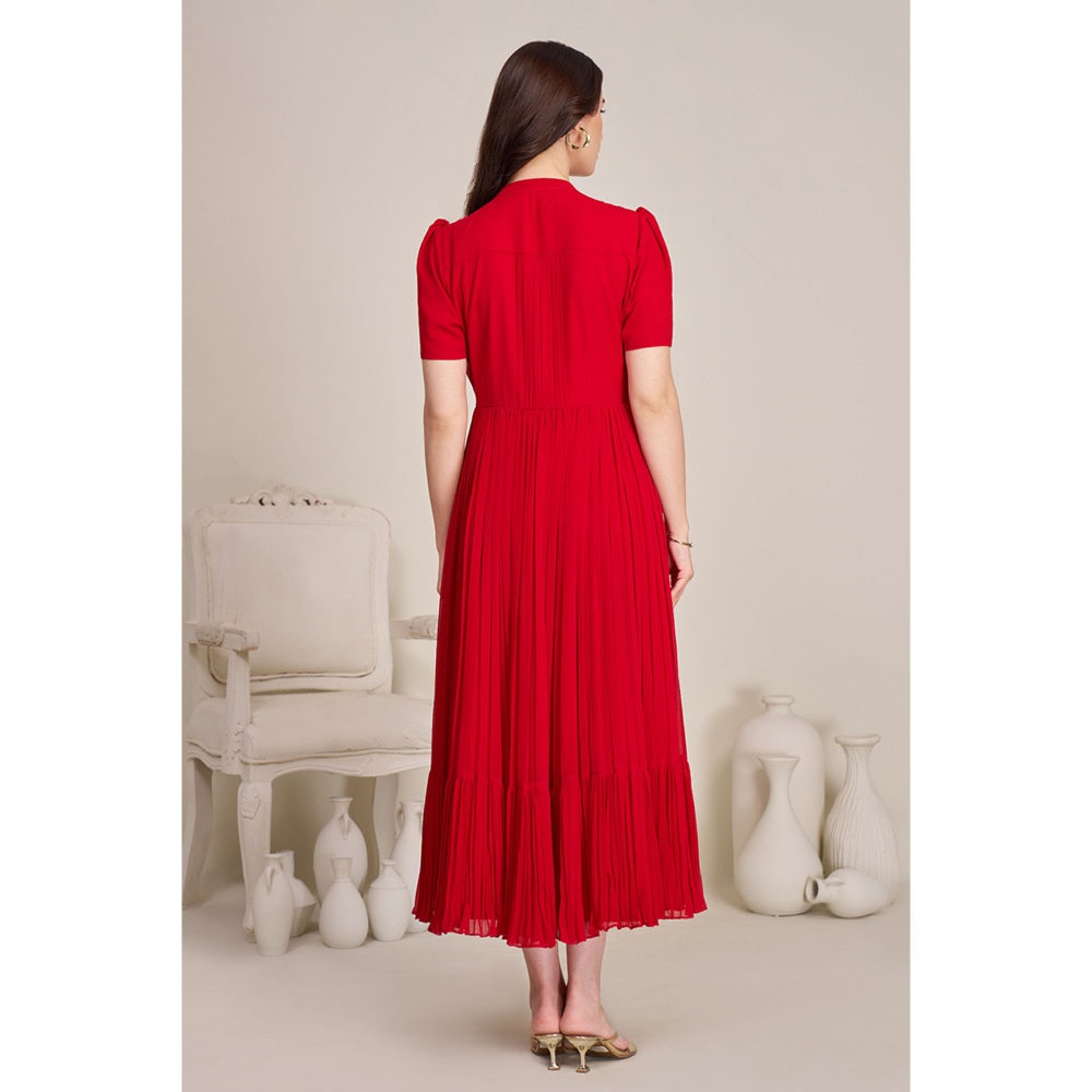 Torsha Womens Red Solid Party Dress
