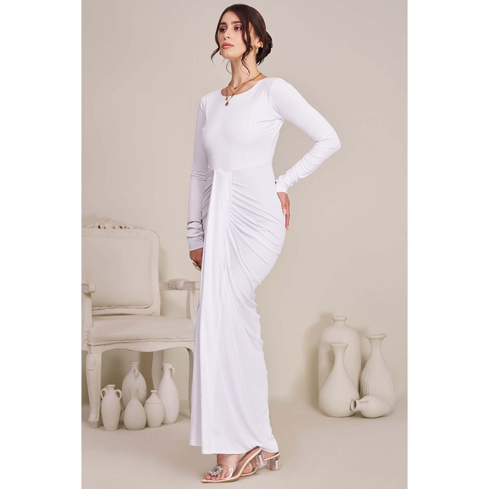 Torsha Womens White Draped Bodycon Maxi Dress