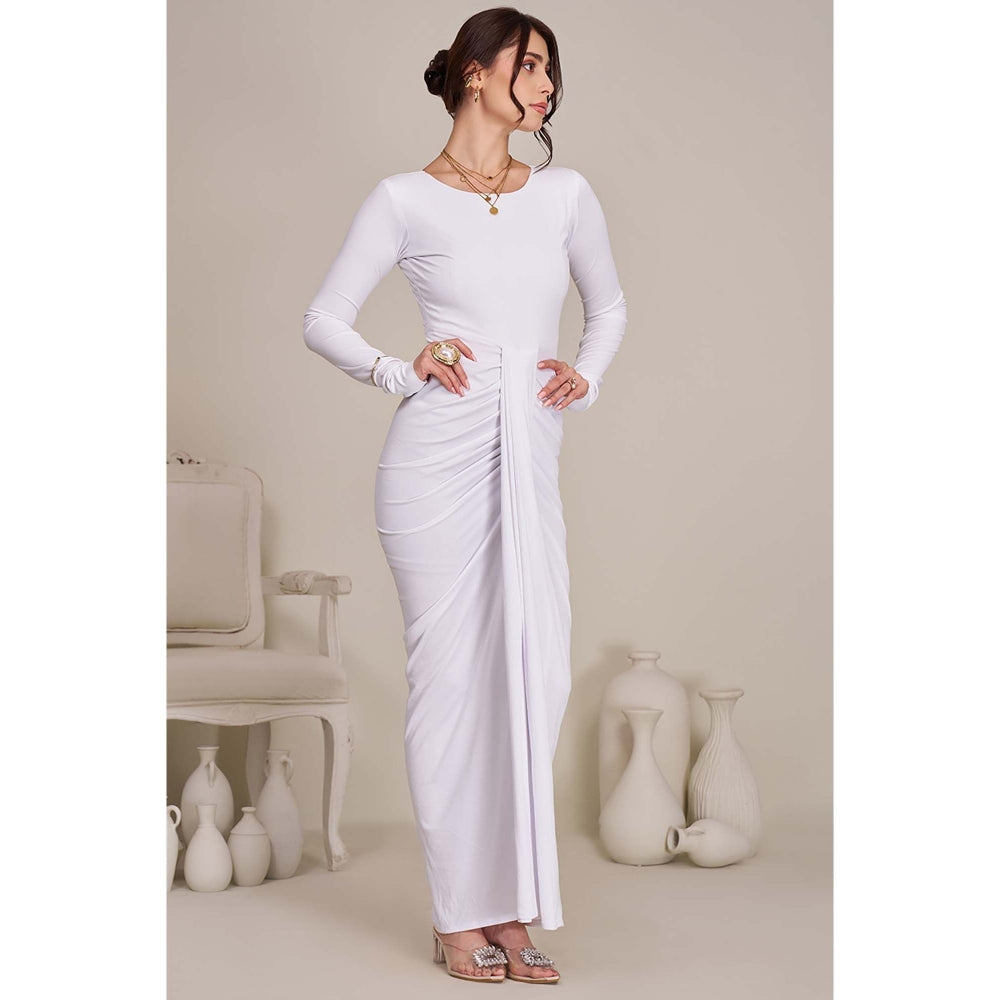 Torsha Womens White Draped Bodycon Maxi Dress