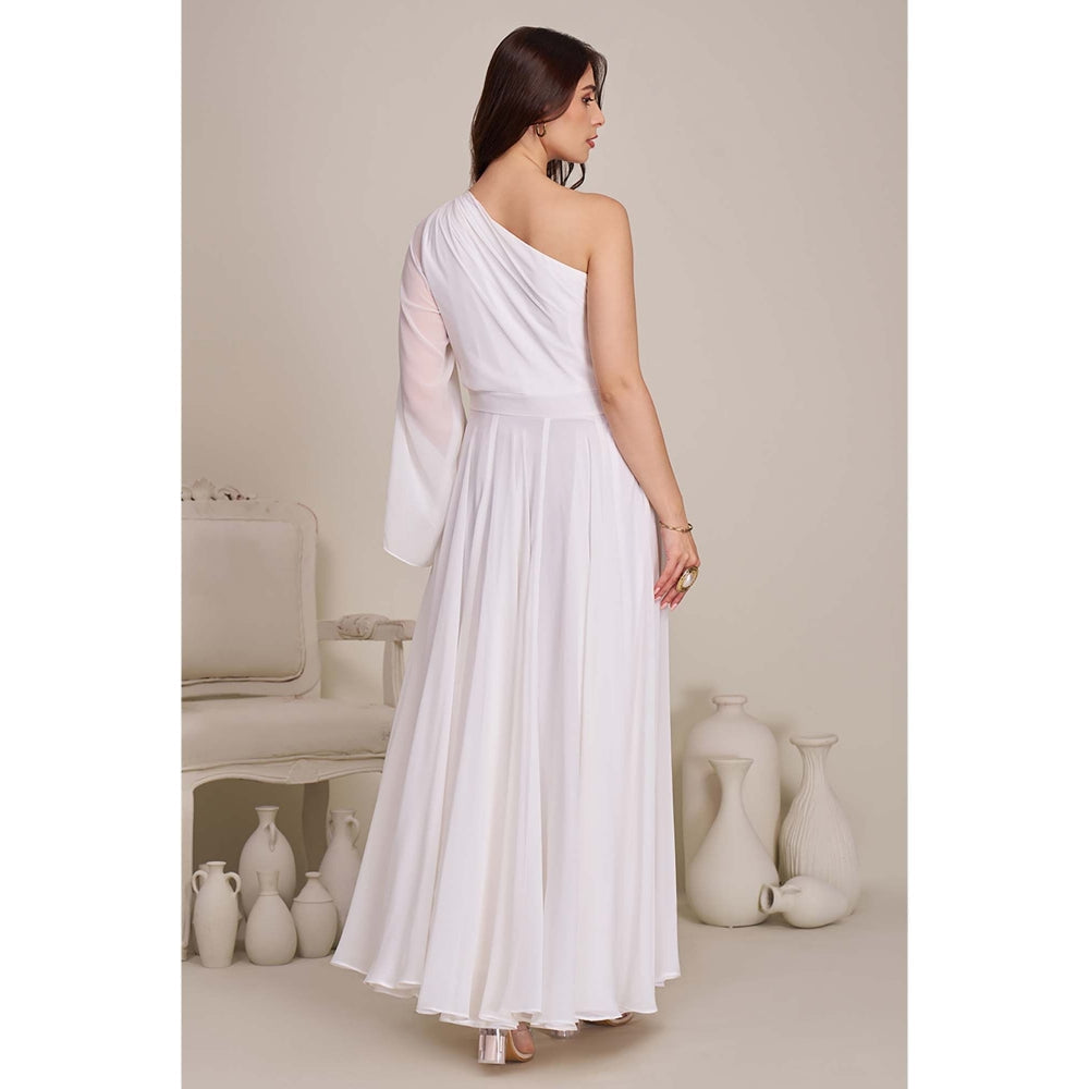 Torsha Womens White One-Shoulder Maxi Dress