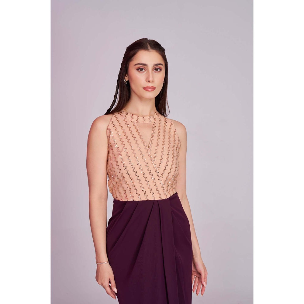 Torsha Womens Peach Elegant Cocktail Sequin Dress