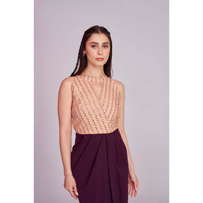 Torsha Womens Peach Elegant Cocktail Sequin Dress