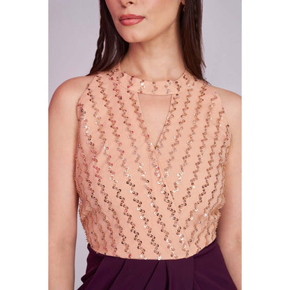 Torsha Womens Peach Elegant Cocktail Sequin Dress