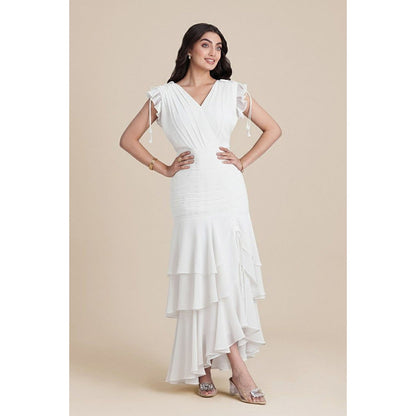 Torsha White Layered Maxi Dress