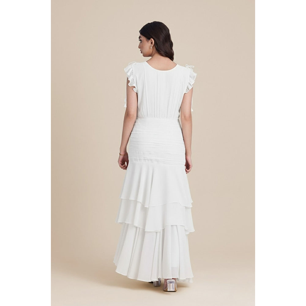 Torsha White Layered Maxi Dress