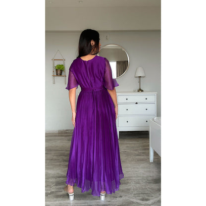 Torsha Purple Solid Maxi Dress