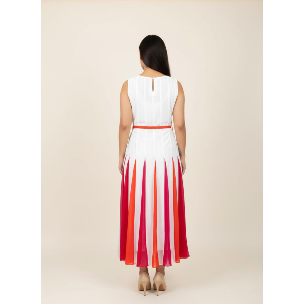 Torsha Colourful Dress with Belt for Women
