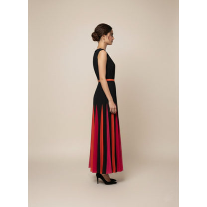 Torsha Colourful Dress with Belt for Women