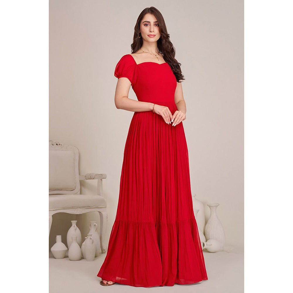 Torsha Red Women Floor Length Valentine Dress for Women