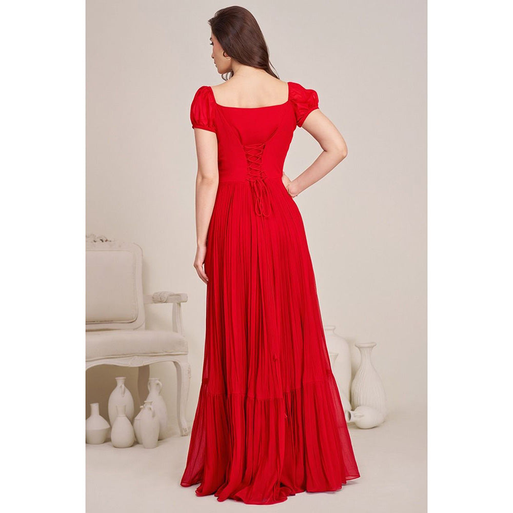 Torsha Red Women Floor Length Valentine Dress for Women