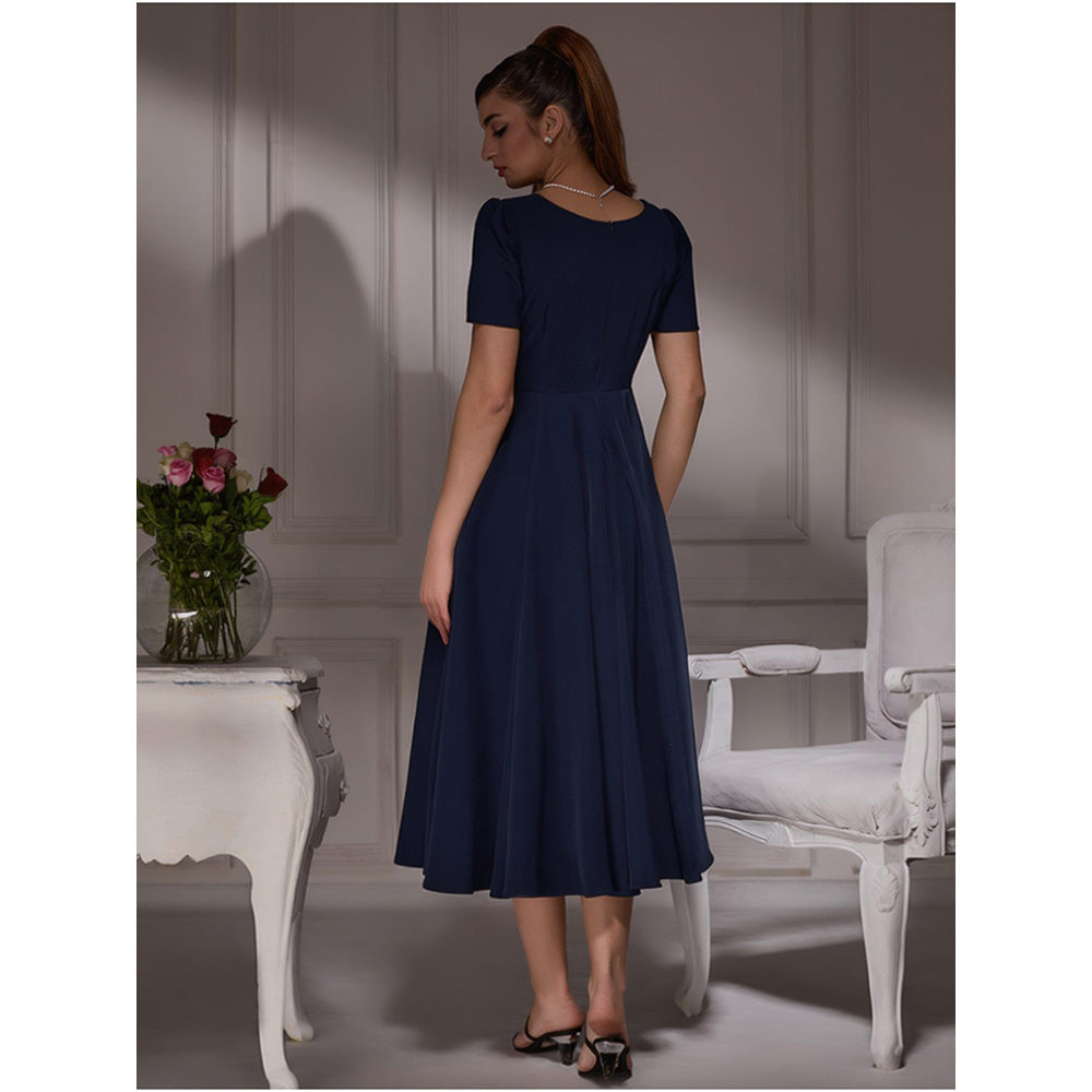 Torsha Vintage Blue Midi Dress