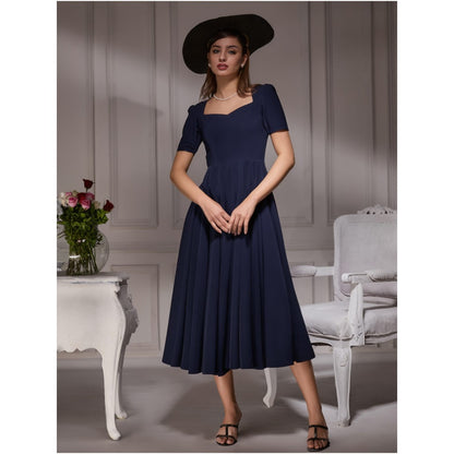 Torsha Vintage Blue Midi Dress
