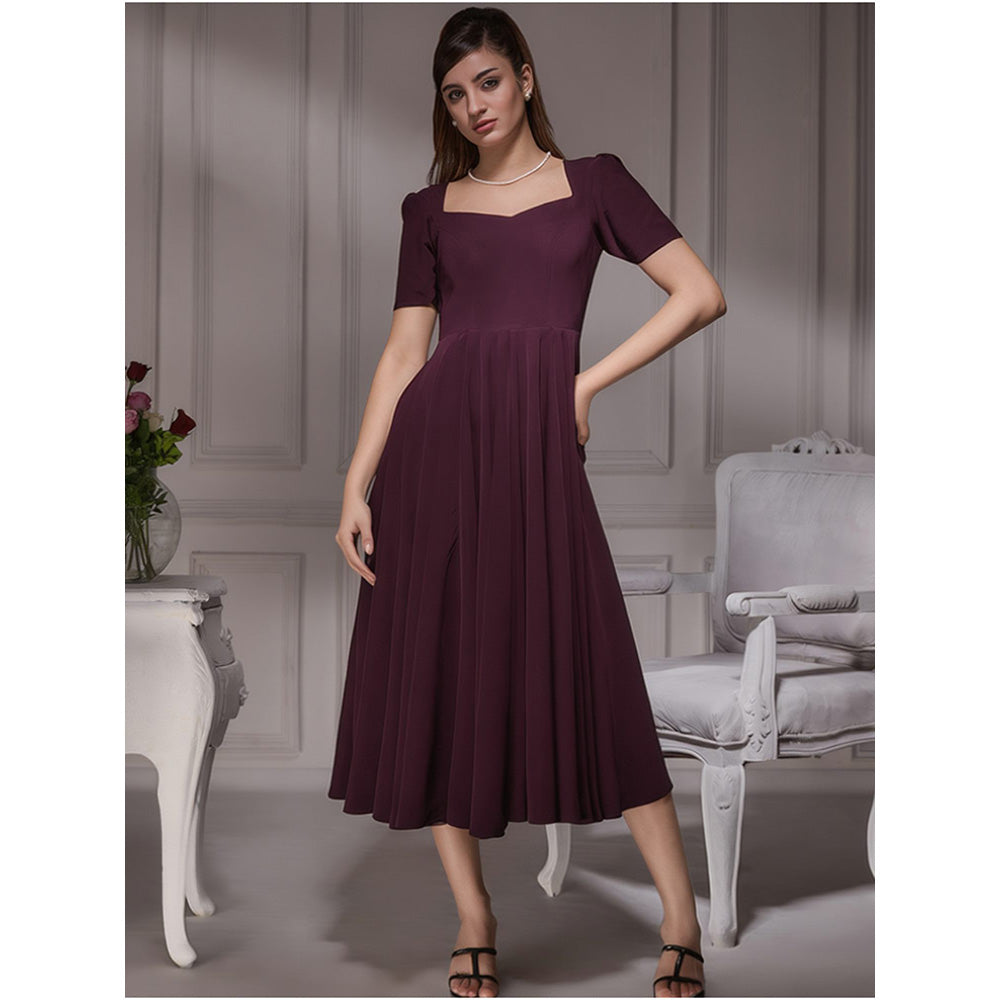 Torsha Vintage Wine Midi Dress