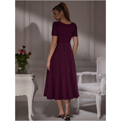 Torsha Vintage Wine Midi Dress