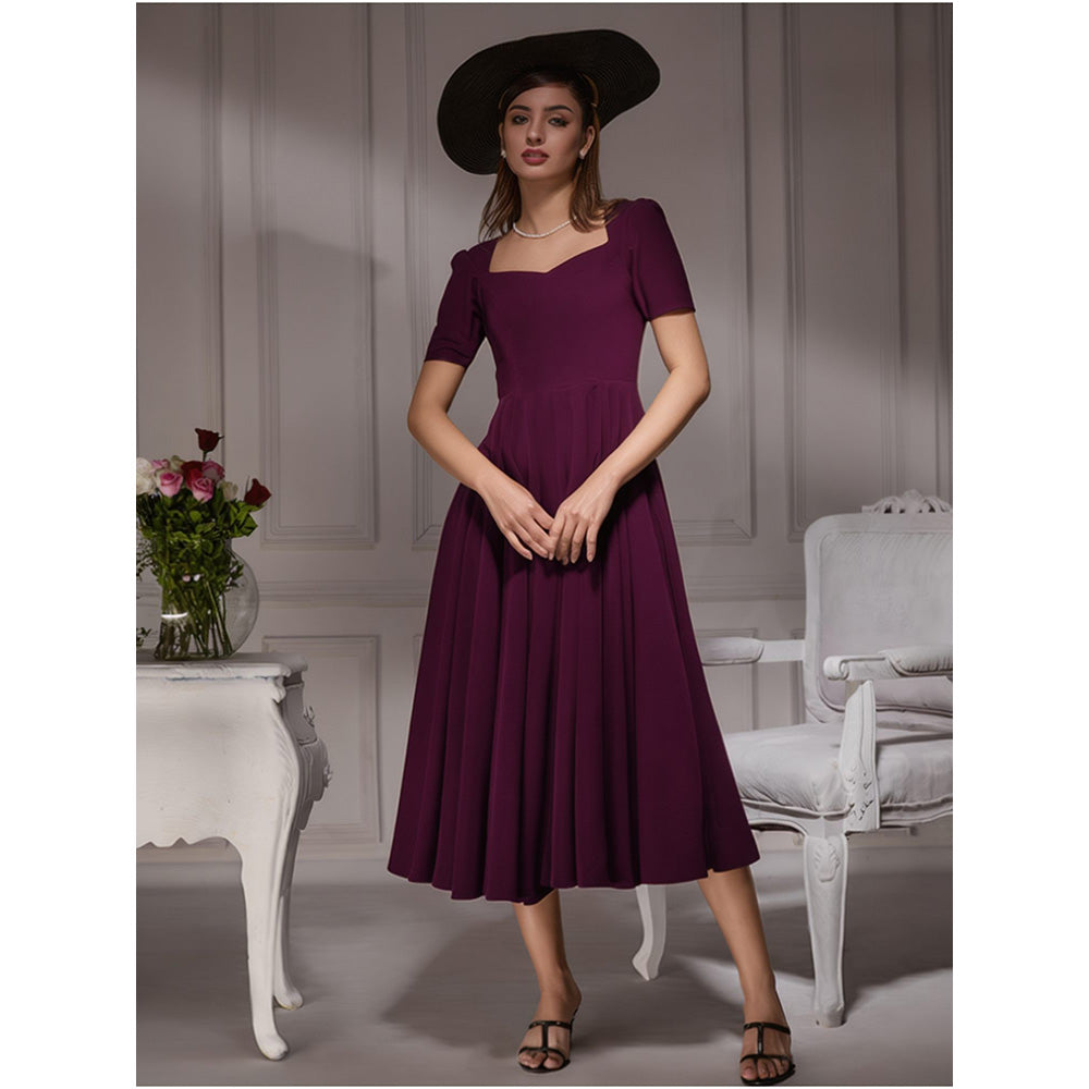 Torsha Vintage Wine Midi Dress