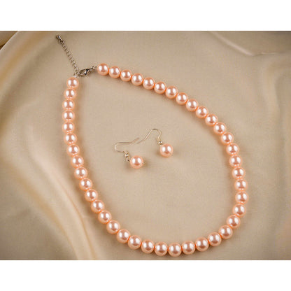 TOTAPARI Peach And Pink Pearl Necklace with Earrings