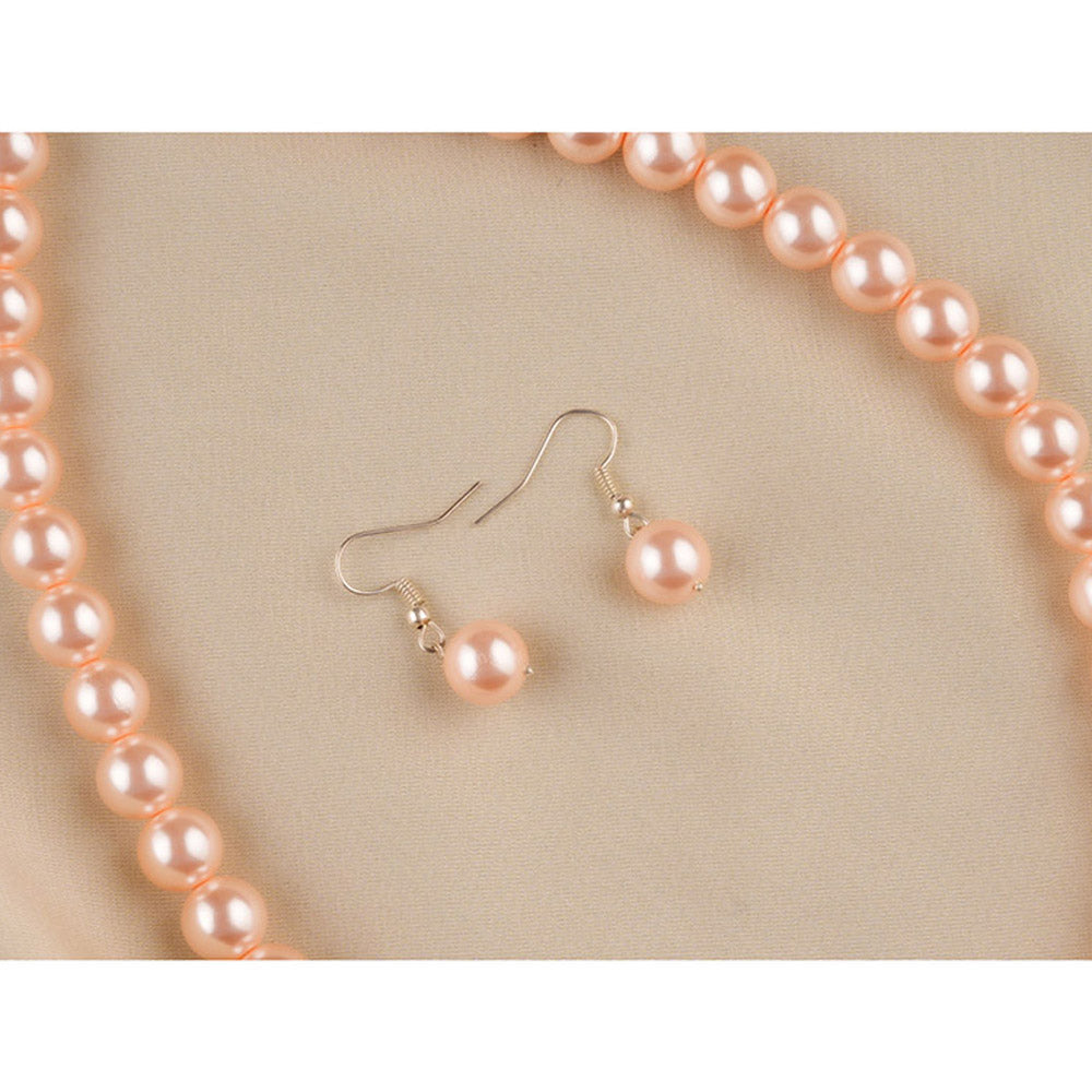 TOTAPARI Peach And Pink Pearl Necklace with Earrings