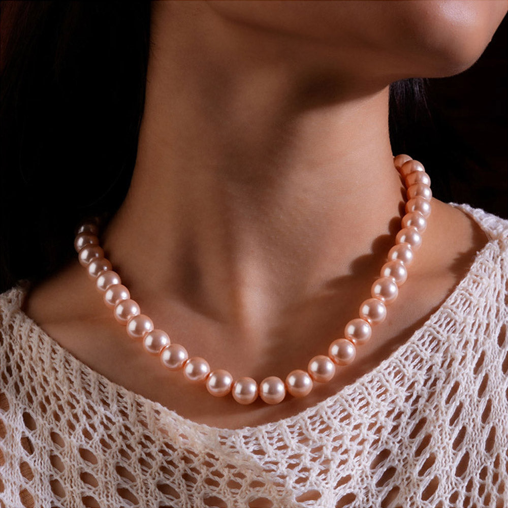 TOTAPARI Peach And Pink Pearl Necklace with Earrings