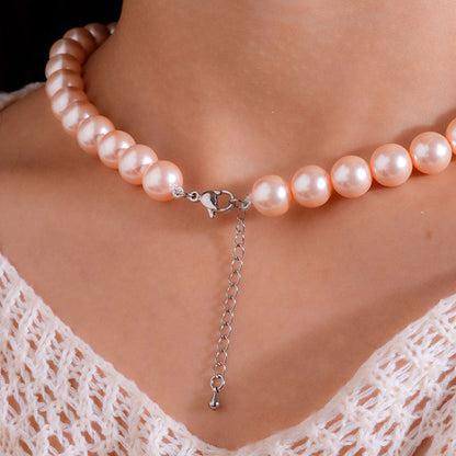 TOTAPARI Peach And Pink Pearl Necklace with Earrings