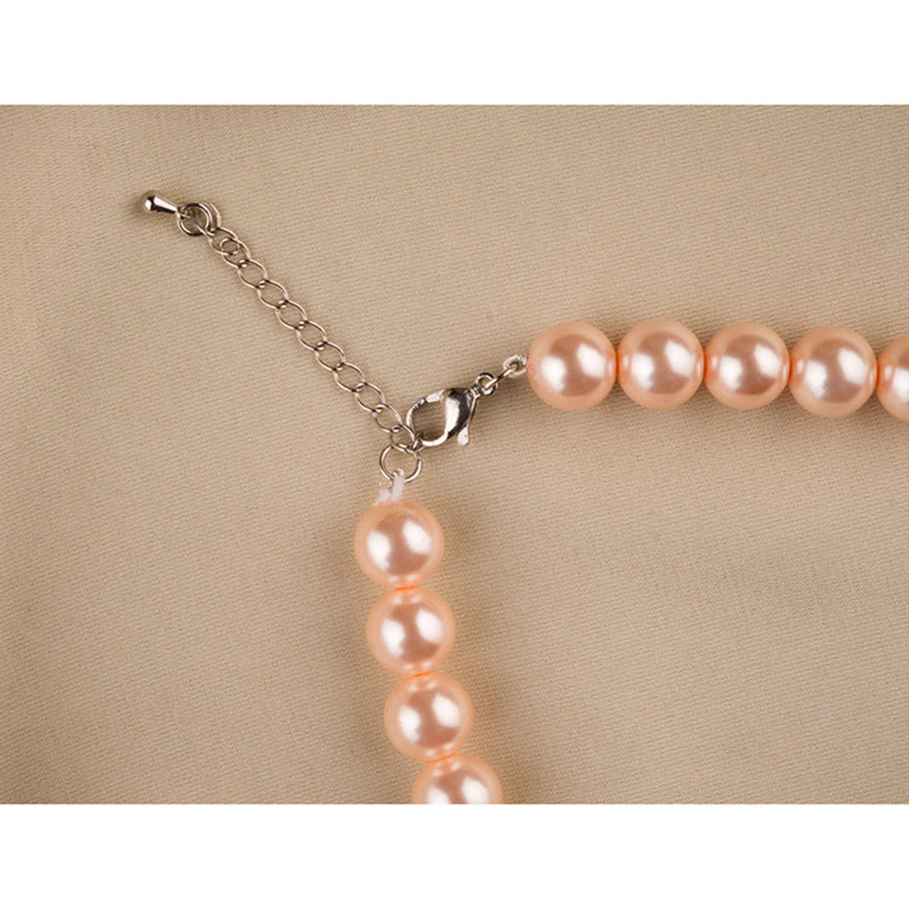 TOTAPARI Peach And Pink Pearl Necklace with Earrings