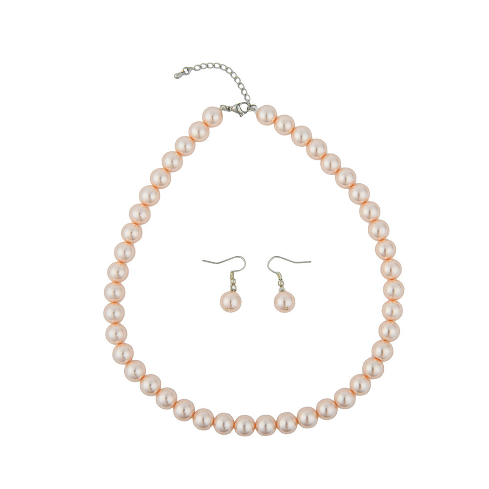TOTAPARI Peach And Pink Pearl Necklace with Earrings