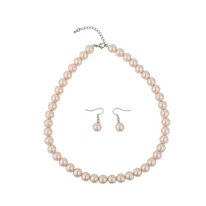 TOTAPARI Peach And Pink Pearl Necklace with Earrings