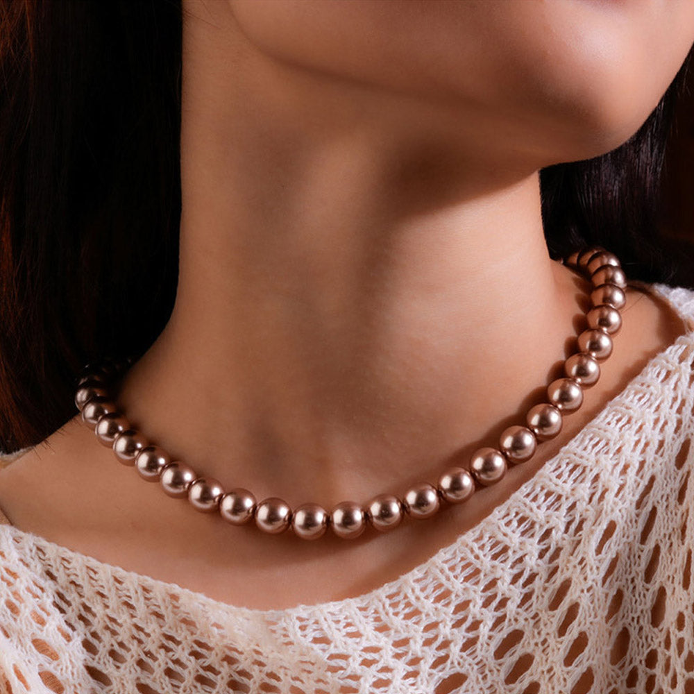 TOTAPARI Brown Party Popper Pearl Necklace with Earrings
