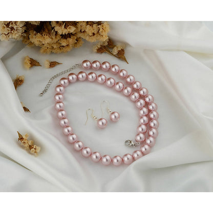 TOTAPARI Passion Pink Pearls Necklace with Earrings