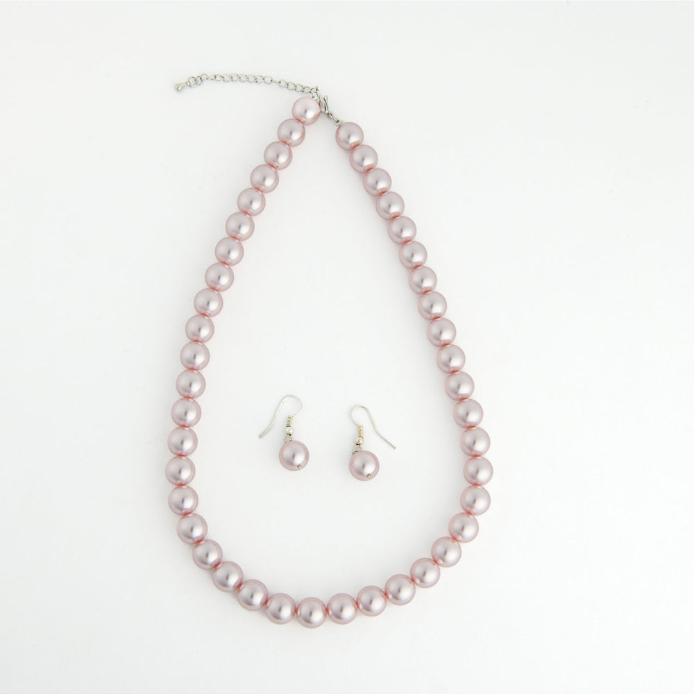 TOTAPARI Passion Pink Pearls Necklace with Earrings