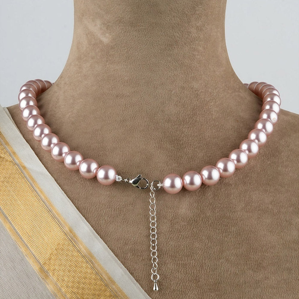 TOTAPARI Passion Pink Pearls Necklace with Earrings