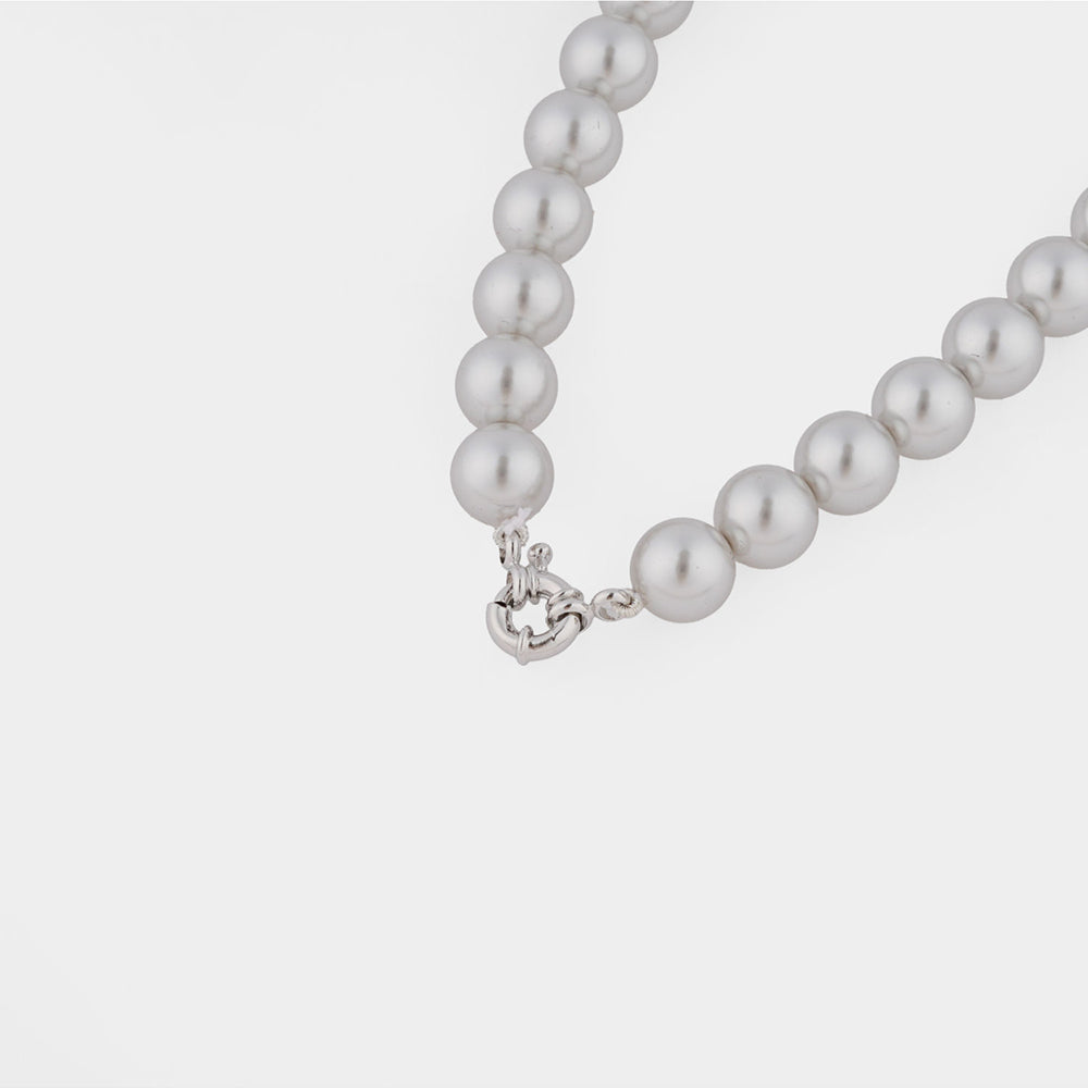 TOTAPARI Silver Grey Pearls Necklace with Earrings