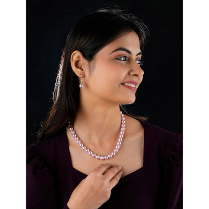 TOTAPARI Wild Orchid Pink Pearls Necklace with Earrings