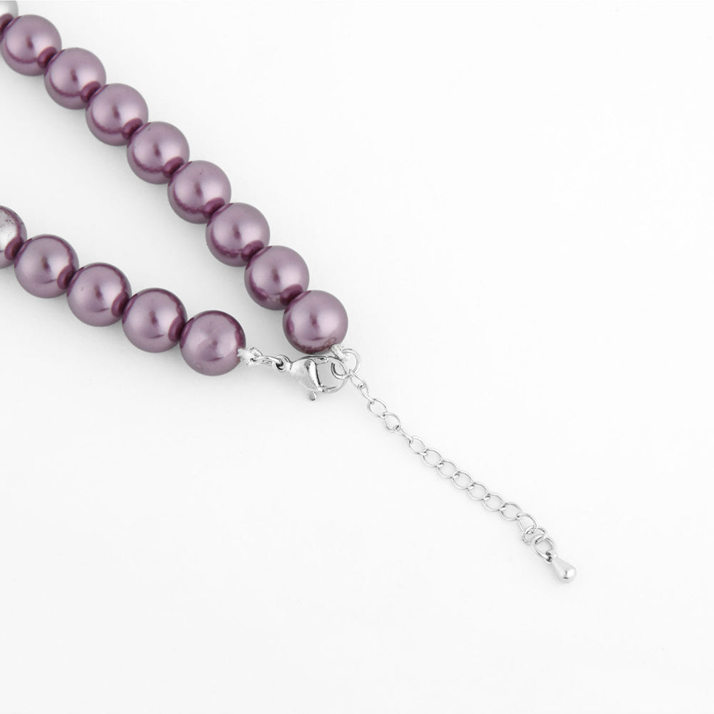 TOTAPARI Raspberry Mauve Pearls Necklace with Earrings